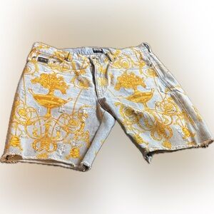 Authentic Versace Blue & Yellow Baroque Jean Shorts 🩳 40’ waist 21’ length